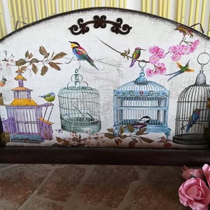 Madárházas fali papírtörlő tartó, Otthon & Lakás, Konyhafelszerelés, tálalás, Konyharuha & Törlőkendő, Konyhai textil, Decoupage, transzfer és szalvétatechnika, Meska
