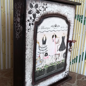 Kulcstartó szekrény nagy. , Otthon & Lakás, Dekoráció, Fali és függő dekoráció, Fali kulcstartó, Decoupage, transzfer és szalvétatechnika, Meska