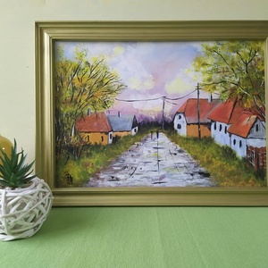 Faluba érve..., Művészet, Festmény, Akril, Festészet, MESKA