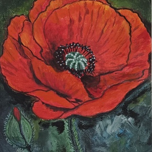 Mákvirág , Művészet, Festmény, Akril, , Mákvirág.... 30x40 cm. akril. farostlemezre festett alkotás., MESKA