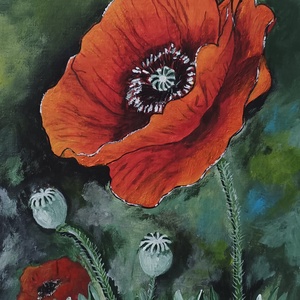 Mákvirág , Művészet, Festmény, Akril, , MESKA