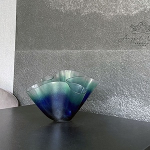 Wave  kézzel készült üveg gyertyatartó / design tál - otthon & életmód - gyertya, illat, aroma - gyertyatartó - Meska.hu