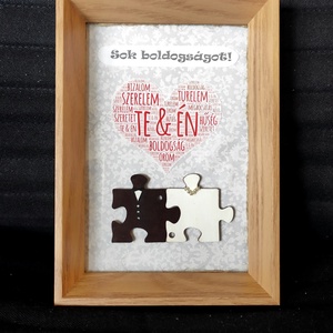 Puzzle figurás esküvői gratulációs kép, Esküvő, Emlék & Ajándék, Album & Fotóalbum, Mindenmás, MESKA