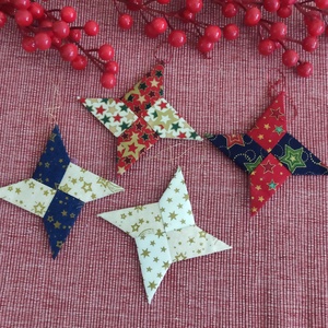 Textil karácsonyi csillag - karácsony - karácsonyi lakásdekoráció - karácsonyfadíszek - Meska.hu