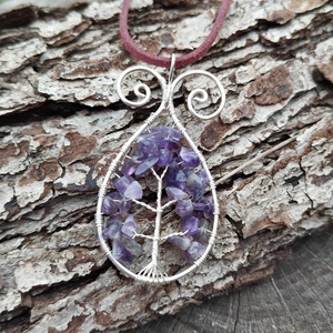 Ametiszt Életfa medál - ékszer - nyaklánc - medálos nyaklánc - Meska.hu