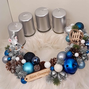 Adventi asztaldísz, Karácsony, Adventi díszek, Adventi asztaldísz, Virágkötés, MESKA