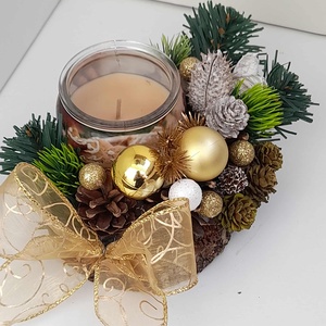 Adventi asztaldísz illatmécsessel, Karácsony, Adventi díszek, Adventi asztaldísz, Virágkötés, MESKA