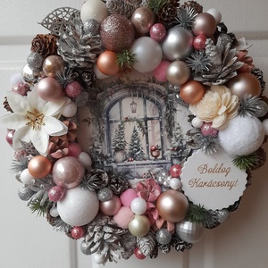 Adventi kopogtató, Karácsony, Adventi díszek, Adventi ajtódísz, Virágkötés, MESKA