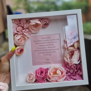 Szülőköszöntő ajándék képkeret rózsaszín virágokkal egyedi idézettel esküvőre - Meska.hu