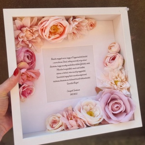 Szülőköszöntő ajándék képkeret pasztel rózsaszín egyedi idézettel esküvőre, Esküvő, Emlék & Ajándék, Szülőköszöntő ajándék, Decoupage, transzfer és szalvétatechnika, Virágkötés, MESKA
