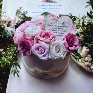Szülőköszöntő rózsaszín virágbox, virágdoboz, Esküvő, Emlék & Ajándék, Szülőköszöntő ajándék, Virágkötés, MESKA