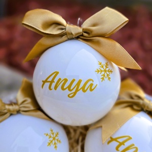 Fehér fényes üveggömb 8cm egyedi felirattal (804gomb) - Meska.hu