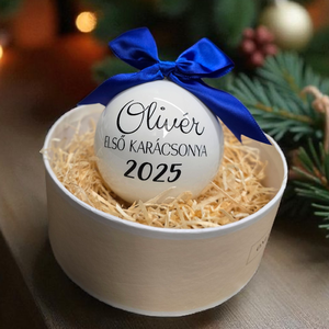 Első karácsony 8cm egyedi üveggömb 2025!! (802gomb), Karácsony, Karácsonyi lakásdekoráció, Karácsonyfadíszek, Decoupage, transzfer és szalvétatechnika, MESKA