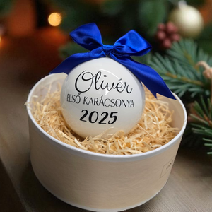 Első karácsony 8cm egyedi üveggömb (802gomb) - karácsony - karácsonyi lakásdekoráció - karácsonyfadíszek - Meska.hu