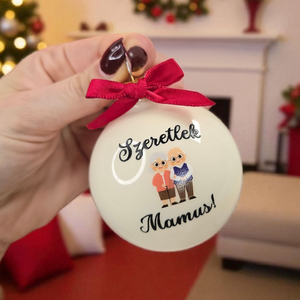 PIKTOGRAMMAL KÉRHETŐ EGYEDI KARÁCSONYI ÜVEGGÖMB NAGYSZÜLŐKNEK 7 cm (703gomb), Karácsony, Karácsonyi lakásdekoráció, Karácsonyfadíszek, Decoupage, transzfer és szalvétatechnika, MESKA