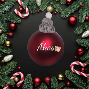 SAPKÁS EGYEDI KARÁCSONYI ÜVEGGÖMB PIROS 6 cm (603gomb), Karácsony, Karácsonyi lakásdekoráció, Karácsonyfadíszek, Decoupage, transzfer és szalvétatechnika, MESKA