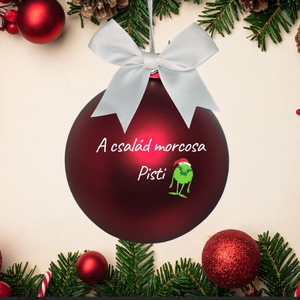 PIKTOGRAMMOS EGYEDI FELIRATOS KARÁCSONYI GÖMB PIROS 8 cm (808gomb), Karácsony, Karácsonyi lakásdekoráció, Karácsonyfadíszek, Decoupage, transzfer és szalvétatechnika, MESKA