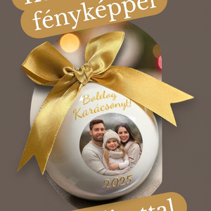 Fényképes üveggömb 8cm egyedi felirattal (801gomb), Karácsony, Karácsonyi lakásdekoráció, Karácsonyfadíszek, Decoupage, transzfer és szalvétatechnika, MESKA