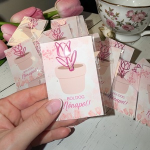 Nőnapi ajándék tulipános gémkapocs  - otthon & életmód - papír, írószer - ajándékozás kellékei - ajándékzsák, csomagolás - Meska.hu