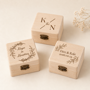 Gyűrűtartó fadoboz gravírozva 8 x 8 cm - Meska.hu