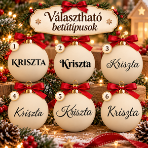 Törtfehér matt egyedi 7 cm feliratos és választható piktogrammal karácsonyi gömb (FELGOM703TFM) - karácsony - karácsonyi lakásdekoráció - karácsonyfadíszek - Meska.hu