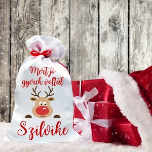 Mikulás zsák egyedi névvel Rudolf (3.minta), Karácsony, Mikulás, Mikulás zsák, Decoupage, transzfer és szalvétatechnika, MESKA