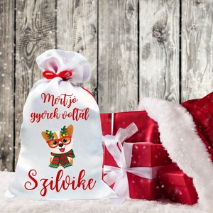 Mikulás zsák egyedi névvel kuytusos (4.minta), Karácsony, Mikulás, Mikulás zsák, Decoupage, transzfer és szalvétatechnika, MESKA