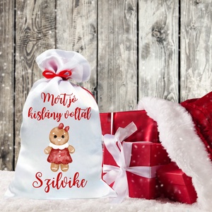 Mikulás zsák egyedi névvel lány mézi süti (12.minta), Karácsony, Mikulás, Mikulás zsák, Decoupage, transzfer és szalvétatechnika, MESKA