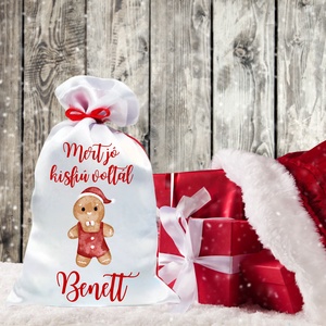 Mikulás zsák egyedi névvel fiú mézi süti (14.minta), Karácsony, Mikulás, Mikulás zsák, Decoupage, transzfer és szalvétatechnika, MESKA