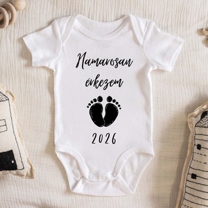 Hamarosan érkezem body 2026, Játék & Sport, Baba & babaház, Babaruha, babakellék, Decoupage, transzfer és szalvétatechnika, MESKA