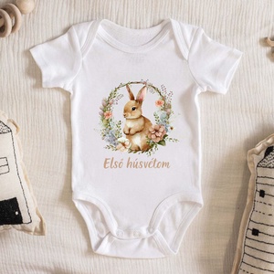 Első húsvét rózsaszín body, Játék & Sport, Baba & babaház, Babaruha, babakellék, Decoupage, transzfer és szalvétatechnika, MESKA