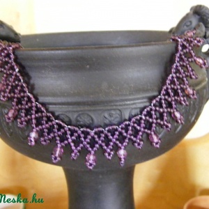 Csiperke Lila népi nyaklánc - ékszer - nyaklánc - gyöngyös nyaklánc - Meska.hu