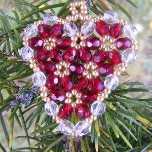 Szivecske - bordó, arany karácsonyfadísz - karácsony - karácsonyi lakásdekoráció - karácsonyfadíszek - Meska.hu