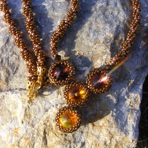Őszi álom - swarovski rivolisbarna - arany - bronz gyöngy nyaklánc - ékszer - nyaklánc - gyöngyös nyaklánc - Meska.hu