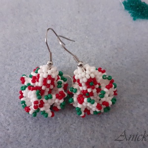 Trikolór harang füli - modern kokárda nemzeti ünnepekre, Ékszer, Fülbevaló, Lógó fülbevaló, Gyöngyfűzés, gyöngyhímzés, MESKA