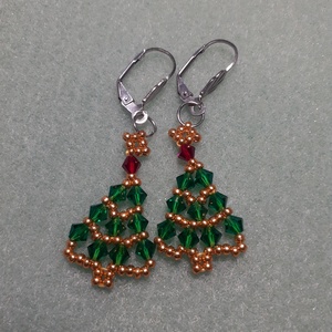 Karácsonyfa- gyöngyfülbevaló - ékszer - fülbevaló - lógó fülbevaló - Meska.hu