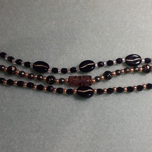 Egy kis kávé - fekete - arany karkötőszett - ékszer - karkötő - gyöngyös karkötő - Meska.hu