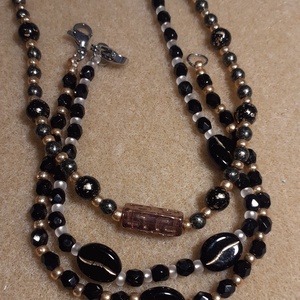 Egy kis kávé - fekete - arany karkötőszett, Ékszer, Karkötő, Gyöngyös karkötő, Gyöngyfűzés, gyöngyhímzés, MESKA