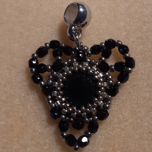 Kristályszív - fekete szív medál - ékszer - nyaklánc - medál - Meska.hu