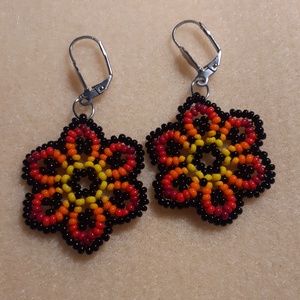 Lángvirág - Fekete, tűzszínű fülbevaló - Meska.hu