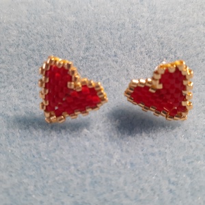 Szivecske -  gyöngyfülbevaló - ékszer - fülbevaló - fülékszer - Meska.hu