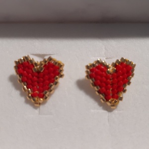 Szivecske -  gyöngyfülbevaló - ékszer - fülbevaló - fülékszer - Meska.hu
