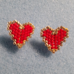 Szivecske -  gyöngyfülbevaló - Meska.hu