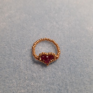 Ragyogó szív - gyöngygyűrű - ékszer - gyűrű - gyöngyös gyűrű - Meska.hu