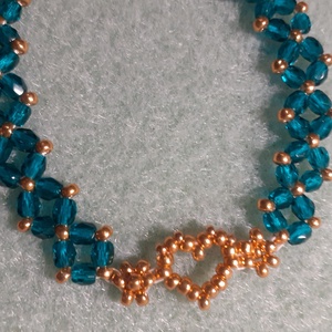 Aranyszív - gyöngykarkötő, Ékszer, Karkötő, Gyöngyös karkötő, Gyöngyfűzés, gyöngyhímzés, Ékszerkészítés, MESKA