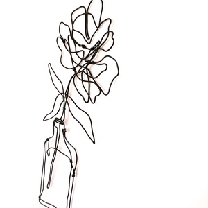 Virág vázában - fali dekoráció fémből / Vonalrajz életre keltve / Letisztult csendélet / Harmónia - otthon & életmód - dekoráció - Meska.hu