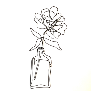 Virág vázában - fali dekoráció fémből / Vonalrajz életre keltve / Letisztult csendélet / Harmónia - otthon & életmód - dekoráció - Meska.hu