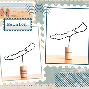 Balatoni szuvenír - Balaton alakú kis dekoráció drótból - parafadugóba rögzítve - Min. rendelési mennyiség 8 db!, Otthon & Lakás, Dekoráció, Dísztárgy, Mindenmás, MESKA