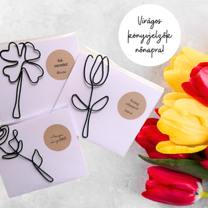 Virágos könyvjelzők drótból - hölgyeknek, kislányoknak, ovisoknak- Nőnapra szeretettel - Nőnapi tulipán, rózsa, lóhere - könyv & zene - könyvjelző - Meska.hu