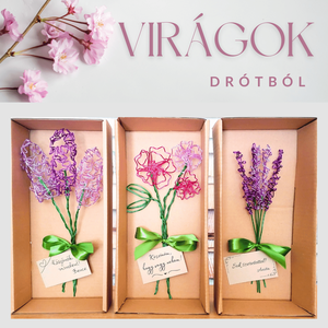 Levendula csokor - drótból készített élethű művirág - egyedi örökvirág - ajándékötlet  - otthon & életmód - dekoráció - virágdísz és tartó - csokor & virágdísz - Meska.hu